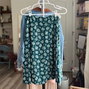 Green Floral Midi Skirt